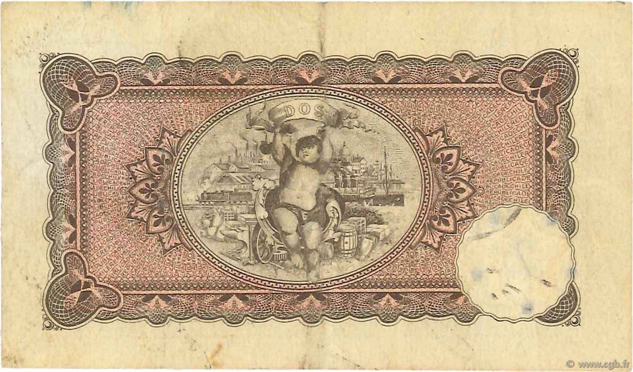 Реверс банкноты 2 песо (Чили) 1920 года