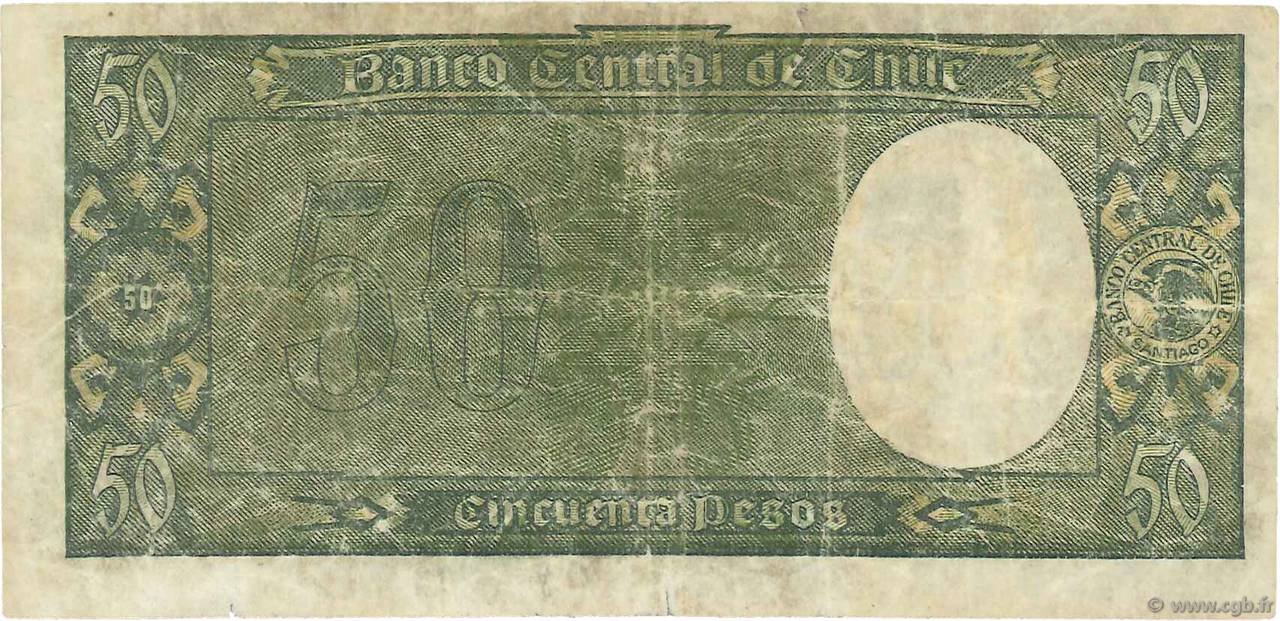 Реверс банкноты 50 песо (Чили) 1932 года