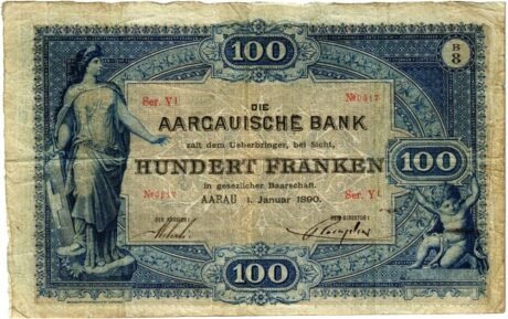 Аверс банкноты 100 франков (Швейцария) 1883 года