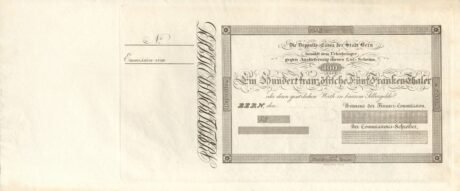 Аверс банкноты 100 франкенталер (Швейцария) 1832 года