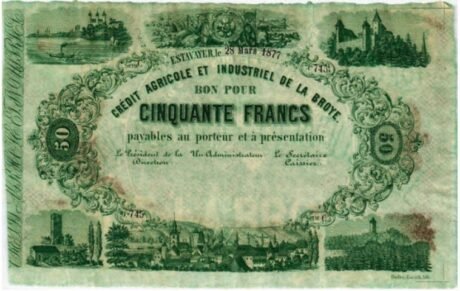 Аверс банкноты 50 franków (Szwajcaria) 1877