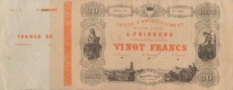 Аверс банкноты 20 франков (Швейцария) 1874 года