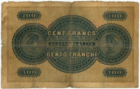 Реверс банкноты 100 франков (Швейцария) 1891 года