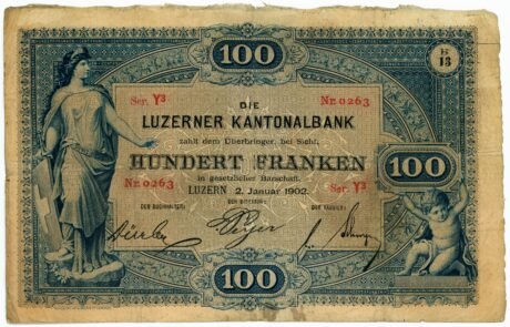 Аверс банкноты 100 franków (Szwajcaria) 1902