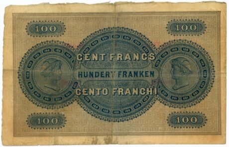 Реверс банкноты 100 franków (Szwajcaria) 1902