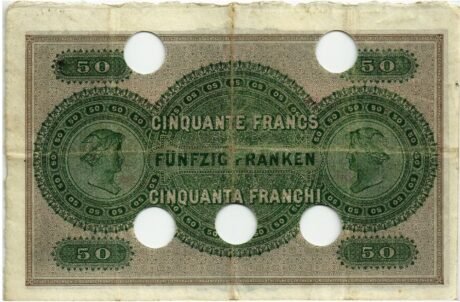 Реверс банкноты 50 франков (Швейцария) 1883 года