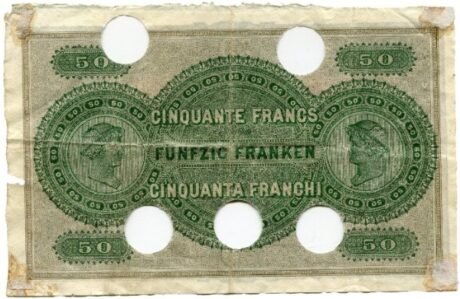 Реверс банкноты 50 франков 