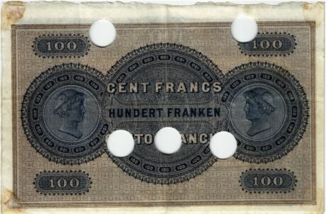 Реверс банкноты 100 франков 