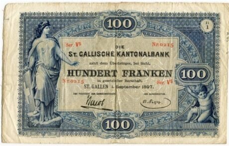 Аверс банкноты 100 франков (Швейцария) 1883 года