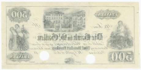 Реверс банкноты 500 франков (Швейцария) 1852 года