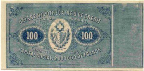Реверс банкноты 100 франков (Швейцария) 1871 года