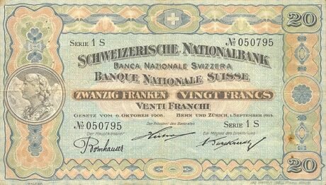 Аверс банкноты 20 франков 