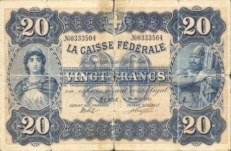 Аверс банкноты 20 франков 