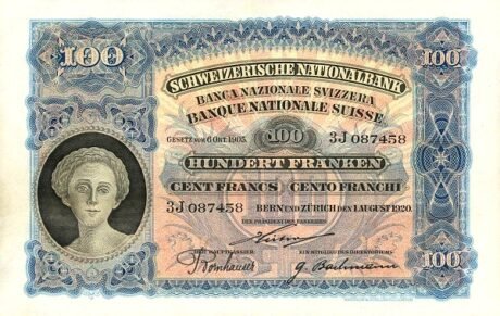 Аверс банкноты 100 франков 