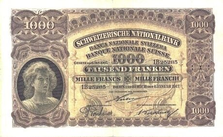 Аверс банкноты 1000 франков 