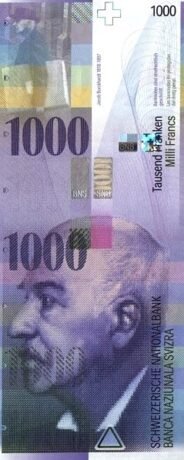 Аверс банкноты 1000 франков 