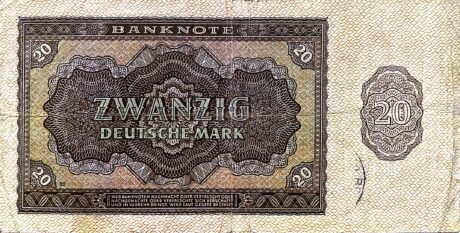 Реверс банкноты 20 немецких марок (Германия) 1948 года