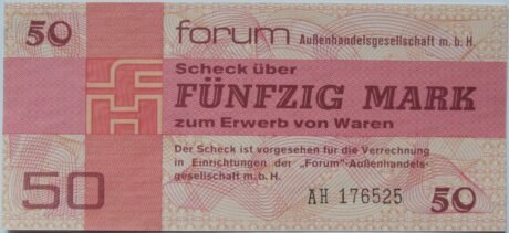 Аверс банкноты 50 марок Forum-Scheck (Германия) 1978 года