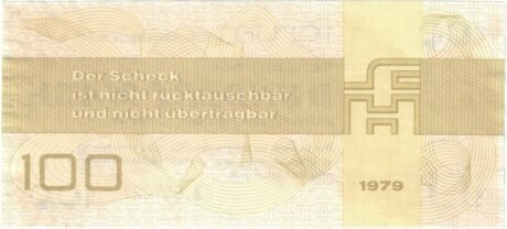 Реверс банкноты 100 марок Forum-Scheck (Германия) 1979 года