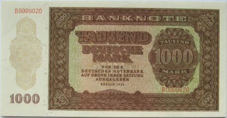 Аверс банкноты 1000 немецких марок (Германия) 1948 года