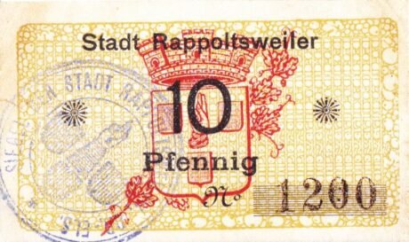 Аверс банкноты 10 пфеннигов Rappoltsweiler (Германия) 1917 года