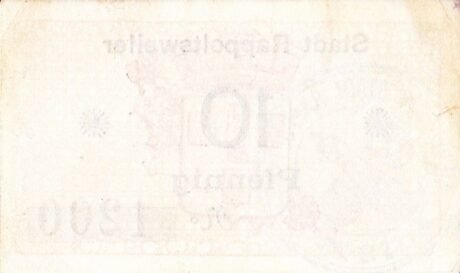 Реверс банкноты 10 пфеннигов Rappoltsweiler (Германия) 1917 года