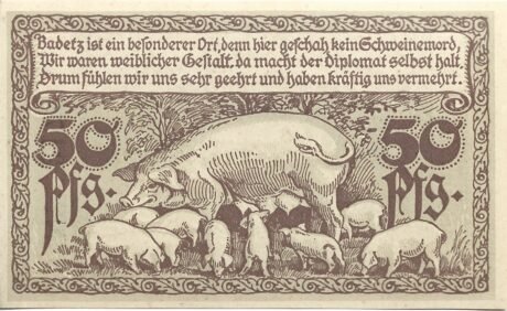 Реверс банкноты 50 fenigów (Niemcy) 1918