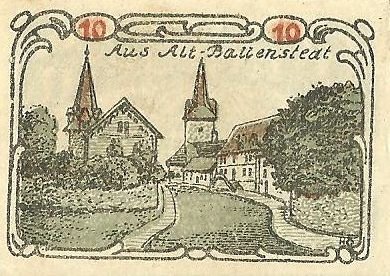 Реверс банкноты 10 fenigów (Niemcy) 1920