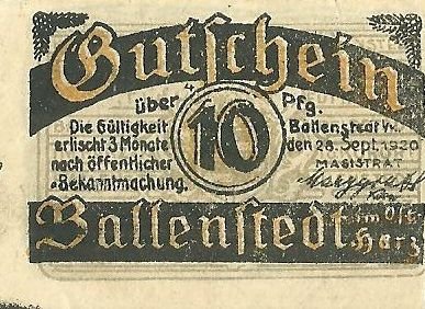 Аверс банкноты 10 fenigów (Niemcy) 1920