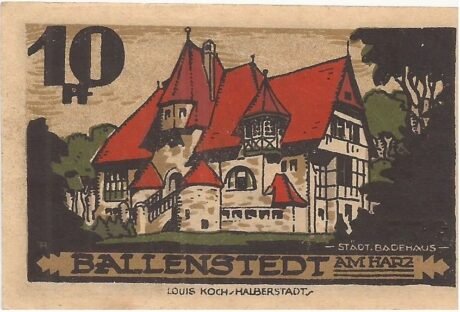 Реверс банкноты 10 fenigów (Niemcy) 1921