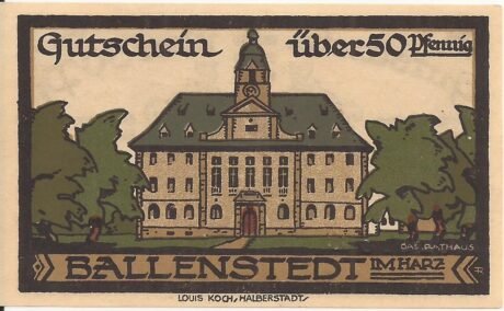 Реверс банкноты 50 fenigów (Niemcy) 1921