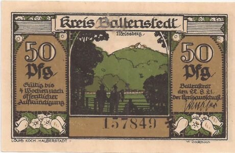 Аверс банкноты 50 fenigów (Niemcy) 1921