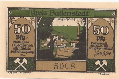 Аверс банкноты 50 fenigów (Niemcy) 1921