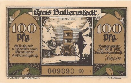 Аверс банкноты 100 fenigów (Niemcy) 1921