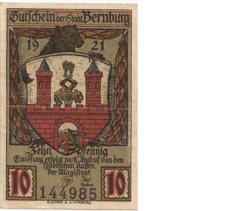 Аверс банкноты 10 пфеннигов (Германия) 1921 года