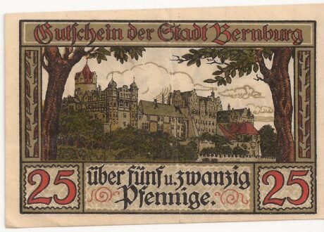 Реверс банкноты 25 fenigów (Niemcy) 1921