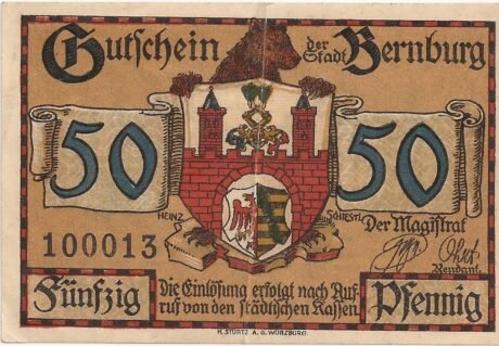 Аверс банкноты 50 fenigów (Niemcy) 1921