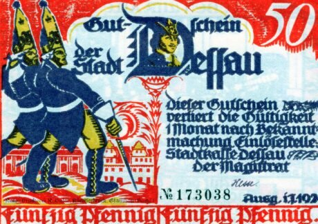 Аверс банкноты 50 fenigów (Niemcy) 1921