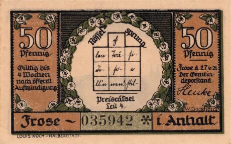 Аверс банкноты 50 fenigów (Niemcy) 1921