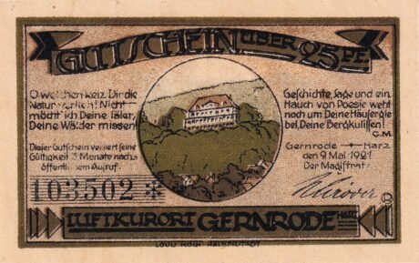 Аверс банкноты 25 пфеннигов (Германия) 1921 года