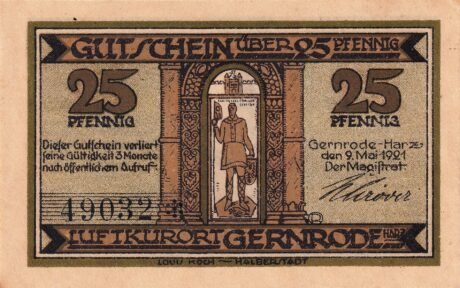 Аверс банкноты 25 пфеннигов (Германия) 1921 года