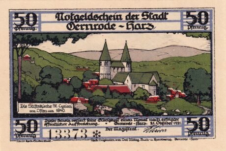 Аверс банкноты 50 fenigów (Niemcy) 1921