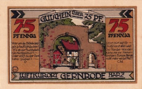 Реверс банкноты 75 пфеннигов (Германия) 1921 года