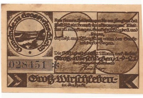 Аверс банкноты 25 fenigów (Niemcy) 1921