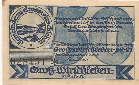 Аверс банкноты 50 fenigów (Niemcy) 1921