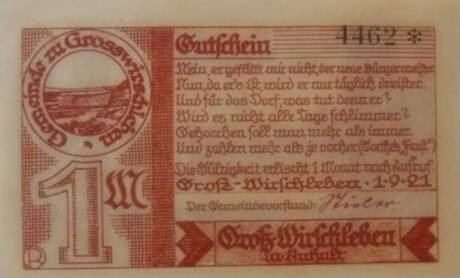 Аверс банкноты 1 marka (Niemcy) 1921