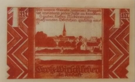 Реверс банкноты 1 marka (Niemcy) 1921