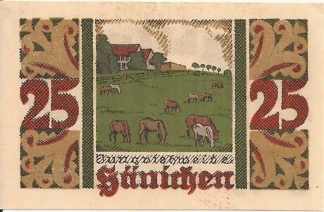 Реверс банкноты 25 fenigów (Niemcy) 1921