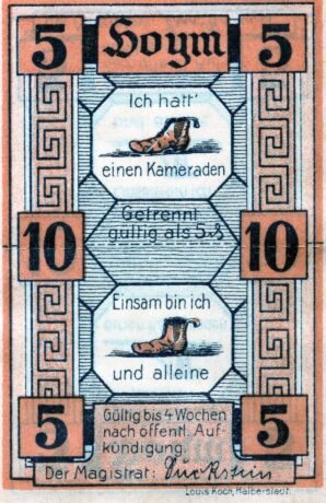 Аверс банкноты 10 fenigów (Niemcy) 1921