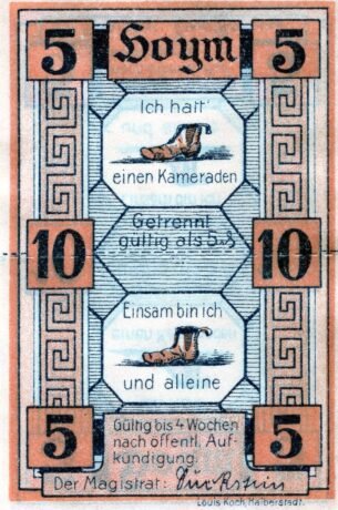 Реверс банкноты 10 fenigów (Niemcy) 1921